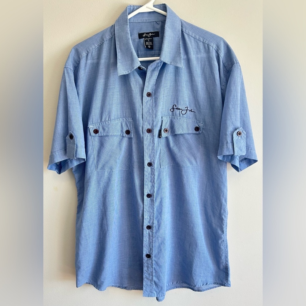 Sean John Light Blue Casual Button Down Shirt